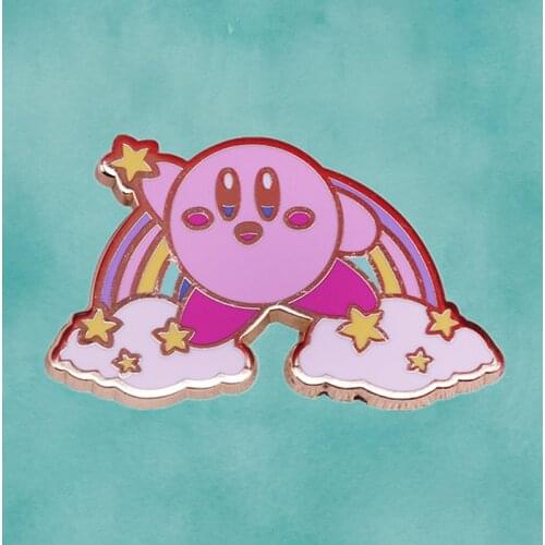 Cute Kawaii Cloud Rainbow stars Poyo Hard Enamel Pin Everyones favourite pink ball brooch