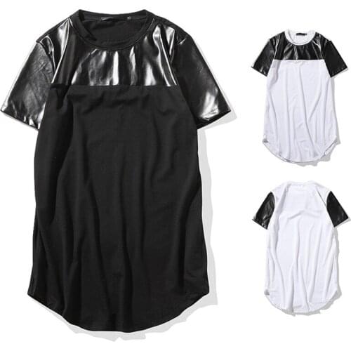 Summer Men Round Collar Short Sleeve High Street Arc Hem Pure Color Skin T Shirt Flat Out