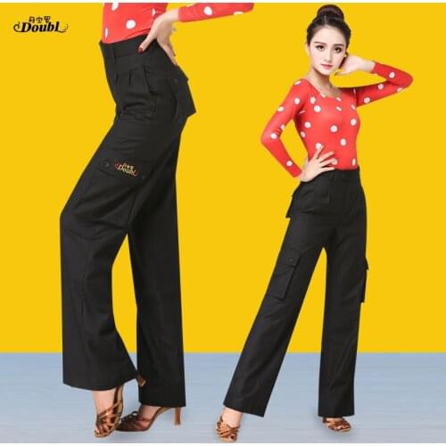 Doubl Latin 6 Pockets Cargo Pants Female Practise Fashion Ballroom Dance Costumes National Standard Dance Adult Modern Pocket