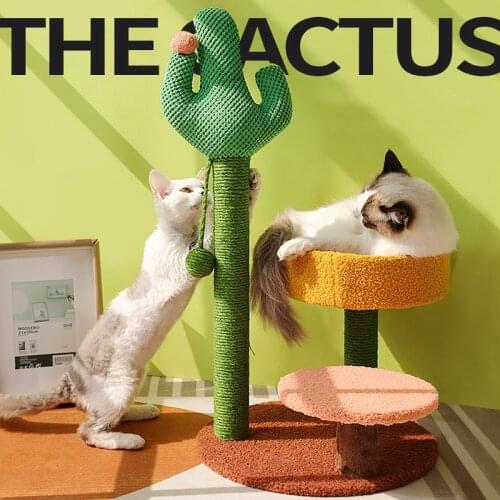 Cactus Cat Scratching Post with Sisal Rope Cat Scratcher Cactus for Cats Scratch Kitten Toy Cat Nest Tree House Furniture Shelve