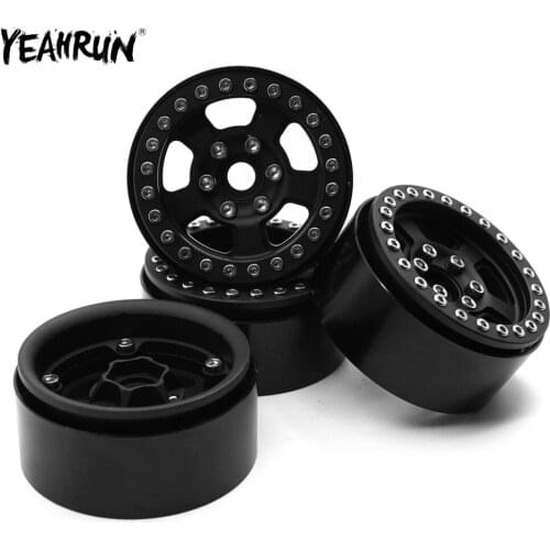 YEAHRUN 1/2/4 Pcs Aluminum Alloy 1.9inch Beadlock Wheel Rims For 1/10 Axial SCX10 90046 D90 CC01 RC Rock Crawler