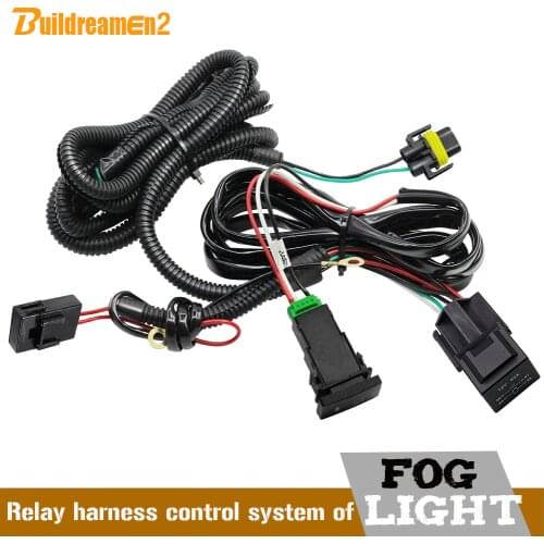 Buildreamen2 Car H11 Fog Light Wiring Harness Kit with 40A 12V ON/OFF Switch Relay Fuse For Ford Dacia Peugeot Citroen Renault