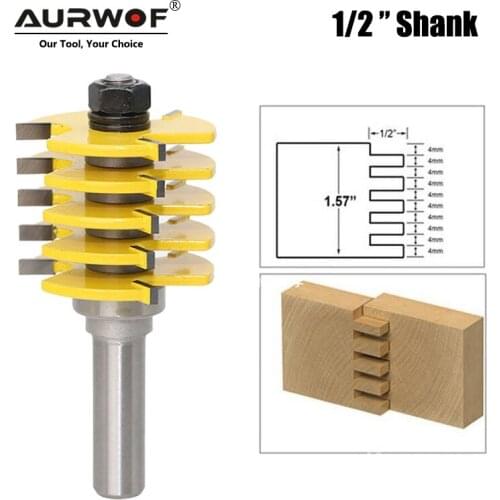 12MM 1/2" Shank 3 Teeth Box Finger Joint Router Bit Adjustable Woodworking Milling Cutter for Wood Hobbing Bits Cutters 03032