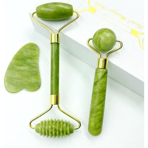Natural Jade Massage Roller Guasha Board SPA Scraper Stone Facial Anti-wrinkle Treatment Body Facial Massager Health Care Tools