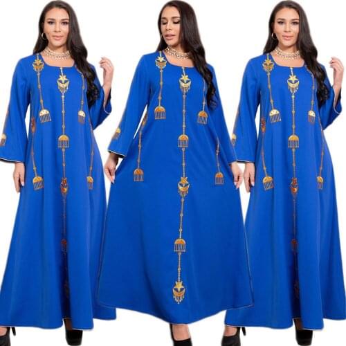 Muslim Ramadan Eid Embroidery Abaya Islamic Long Dress Women Arabic Ethnic Maxi Robe Kaftan Middle East Dubai Turkish Spring New