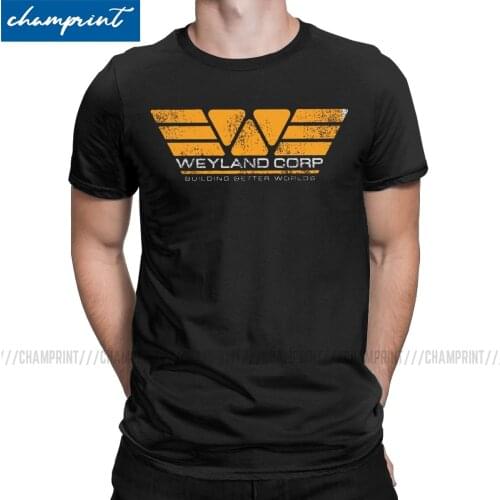 Men T-Shirts Weyland Corp Building Better Worlds Novelty Tee Shirt Aliens Alien Movie Yutani T Shirts Crew Neck Tops Party