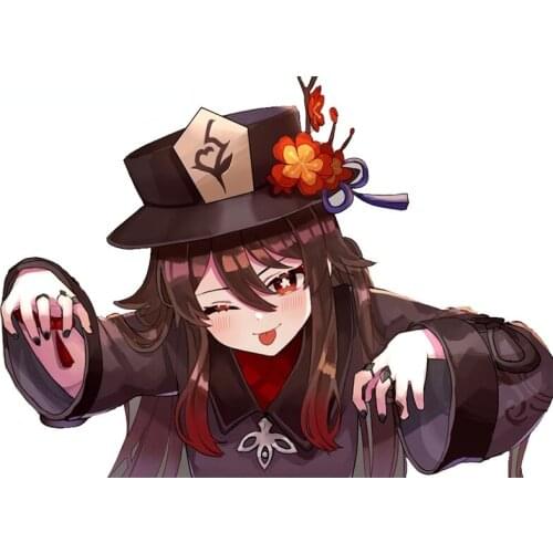 Genshin Hutao Stickers Vinyl Decal Air Conditioner Cover Scratches Waterproof Car Window Body Decorative Stickers Accessories