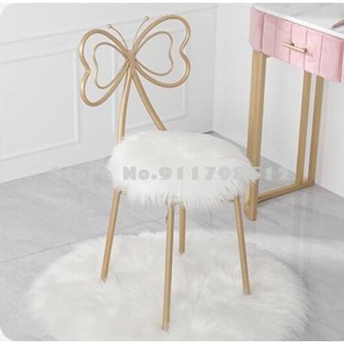 Nordic home original butterfly chair iron art small makeup stool manicure chair modern minimalist back chair golden butterfly ch
