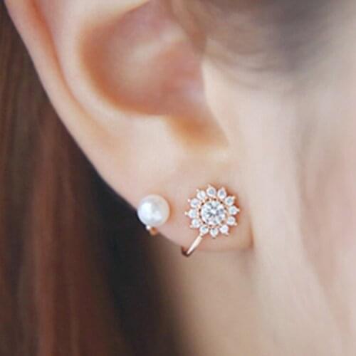 2021 new Sweet rhinestone simulated pearl snowflake ear Tops earrings for women trendy earring bijoux jewelry wholesale