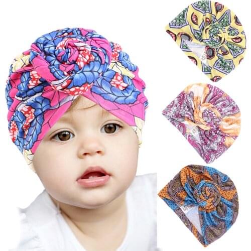 Baby Top Knot Turban Girls Floral Decor Headwear Toddler Boys Cap Cotton Beanie Hat Gift 2020 New Fashion Baby Hair Accessories
