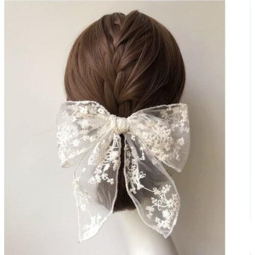 New Cute Black White Cotton Hairgrip Lace Flower Bow Ribbon Hairpins Sweet Headband Women Girls Hair Ornament Hair Accessories