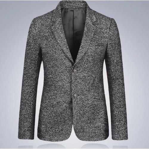 Autumn new mens casual suit young men woolen coats single-breasted suits mens korean jacket men blazer slim fit grey S - 3XL
