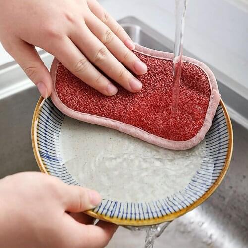 3/1PCS Kitchen Cleaning Towel Kitchenware Brushes Anti Grease Wiping Rags Absorbent Washing Dish Cloth Accessories 2Sided Sponge