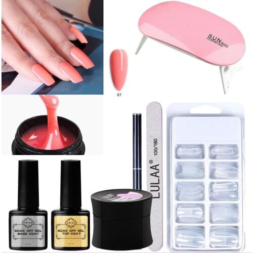 Portable Nails Acrylic Nail Gel Kit 15ml Extension UV Gel Basecoat Topcoat Varnish Nail 8pcs/Set