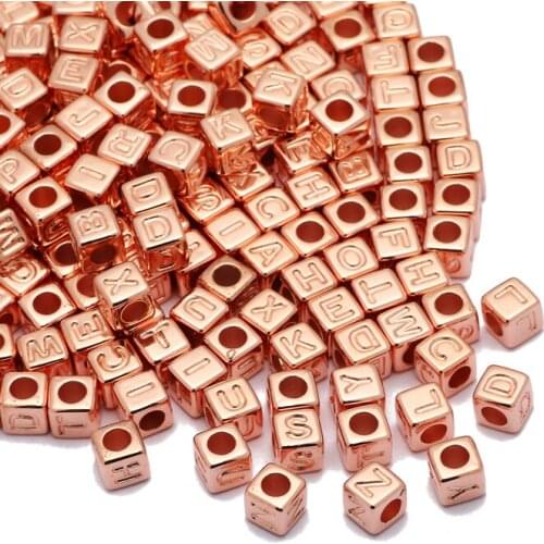 Mixed Letters 6mm Loose Spacer Rose Gold Alphabet For Charm Jewelry Making DIY Child Kids Necklace Bracelet Accessories Supplier