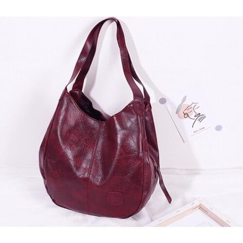 Retro soft leather handbag 2020 new bag ladies large capacity simple shoulder bag multi-compartment handbag