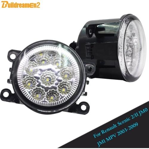 Buildreamen2 For Renault Scenic 2 II JM0 JM1 MPV 2003-2009 Car LED Fog Light Yellow White Blue DRL Daytime Running Light 12V DC