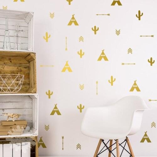 Tee Pee, Cactus, Arrow Mixed Wall Decal Tee Pee Wall Decals Cactus Sticker Arrow Wall Decal Indian Wall Decal WE69