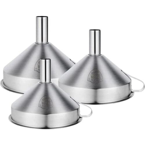 Stainless Steel Funnel Kitchen Oil Liquid Funnel Metal Funnel with Detachable Filter Wide Mouth Funnel for Canning Kitchen Tools