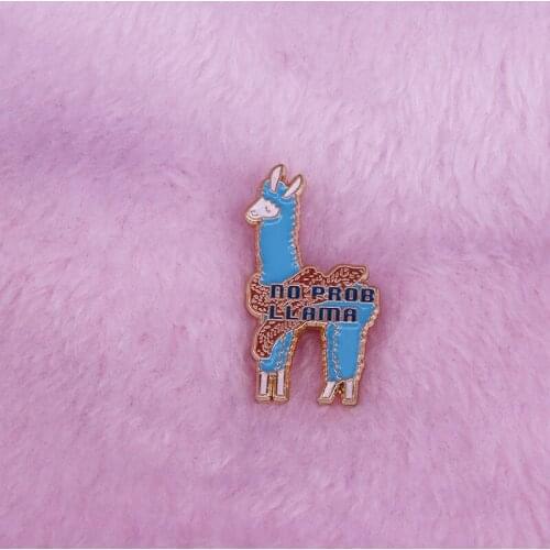 No prob llama funny pin alpaca lover gift fashion party favor