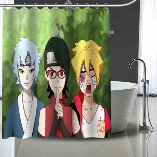 Custom boruto Shower Curtain Polyester Bathroom Waterproof With Plastic Hooks Shower Curtain More Size