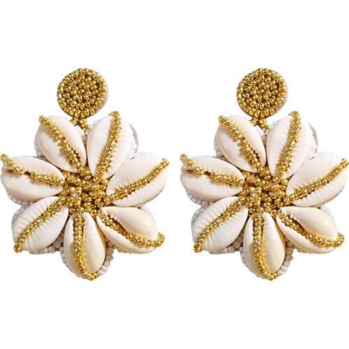 Shell Flower Earrings For Women Wedding Party Big Drop Multicolor Handmade Boho Tassel Earings Fashion Jewelry Brincos