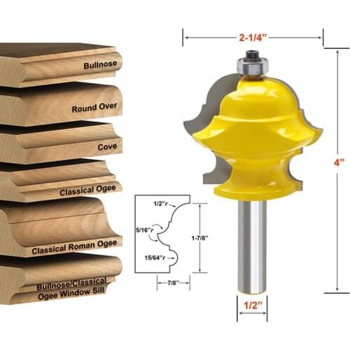 1Pcs 1/2 Shank Engraving Machine Line Tool Router Bit Trimming Wood Milling Cutter for Woodwork Machining Lines Power Tools
