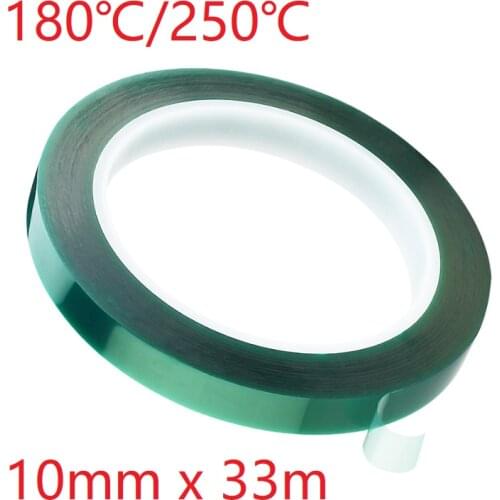 10mm x 33m Green PET Film Tape High Temperature Heat Resistant PCB Solder SMT Plating Shield Spray Paint Insulation Protection