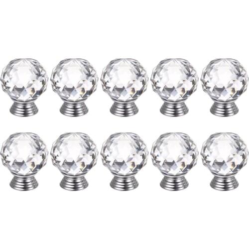 10Pcs Clear Pieces Al Cabinet Knob Diamond Shape 30mm Drawer Cabinet