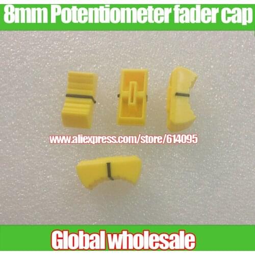 10pcs Mixer Dimming table Straight Slip Potentiometer Fader Knob Cap / Push Button Cap 8mm Hole / Fader Cap Yellow