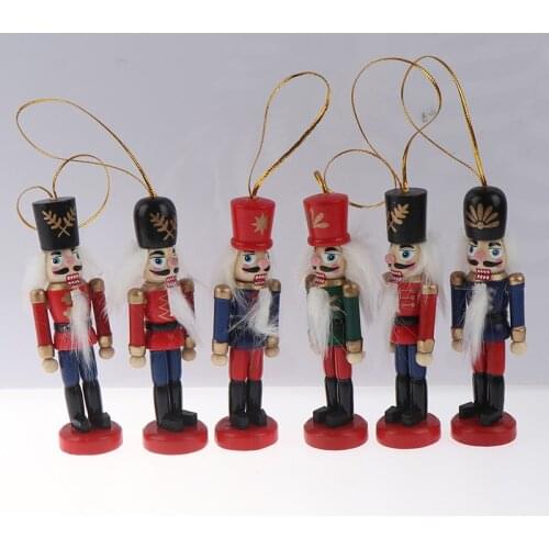 2020 Year 10cm Wooden Nutcracker Doll Soldier Puppet Christmas Kids Gifts New Year Christmas Tree Pendant Ornaments Decoration