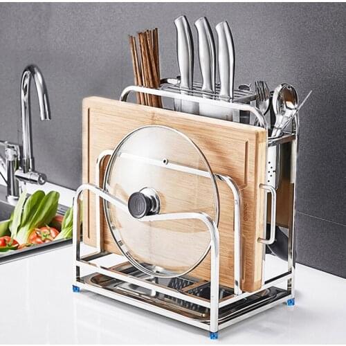 304 Stainless Steel Supplies Kitchen Knife Kitchen Supplies Chopping Board Pot Cover Rack Knife Holder Storage Storage Rack