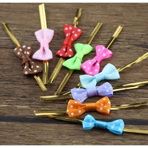 50Pcs Thread Dot Bowknot Metallic Twist Wire Ties Candy Lollipop Wrapp Baking Gift Bags Sealing Binding Wire Wedding Party Decor