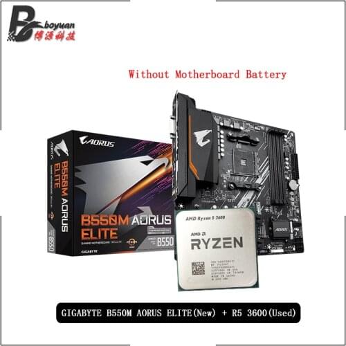 AMD Ryzen 5 3600 R5 3600 Original Used CPU + GA B550M AORUS ELITE New Motherboard Suit Socket AM4 All new but without cooler