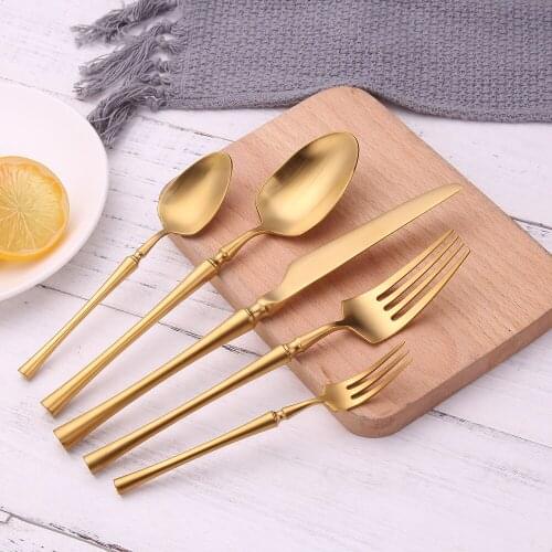 Free shipping Cutlery Set Matte Spoons Forks Knives Flatware Set 18/10 Stainless Steel Cutlery Sets Kitchen Cutlery Dropshipping