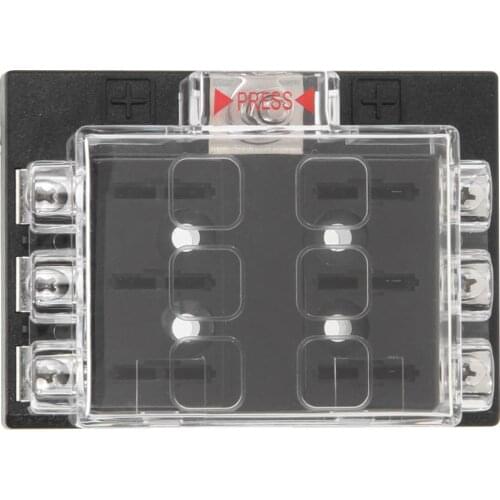 DC 32V 6 Way Fuse Box ATO ATC Blade Fuse Holder Block Vibration Resistance Buckle Cap for Car Auto Marine Boat Aircraft Subway