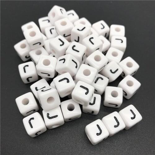 10x10mm 20pcs Letter J Square Shape Alphabet 26 Letter Beads Charms Bracelet Necklace For Jewelry Making Bead Accessories