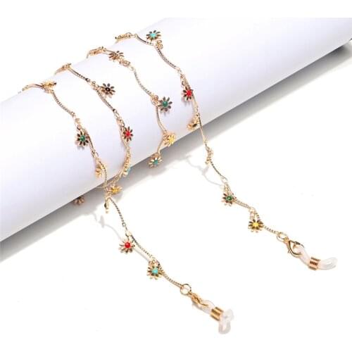 Imixlot Simple Fashion Daisy Flower Tassel Glasses Chain Women Cute Non-slip Sunglasses Holder Neck Cord Lanyard Accessories