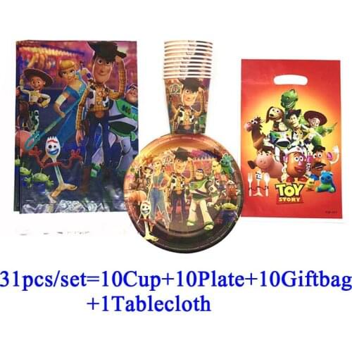 Disney Toy Story 4 Birthday Party Gift Bags Paper Plates Cups Tablecloth Toy Story Baby Shower Party Supplies Wedding Decoration