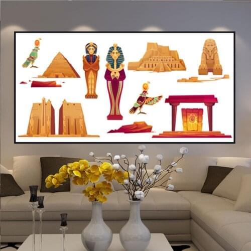 Ancient Egypt Wall Art Canvas Painting Scarab Egypt God Pictures Oil Painting Posters and Prints for Home Living Room Decoration
