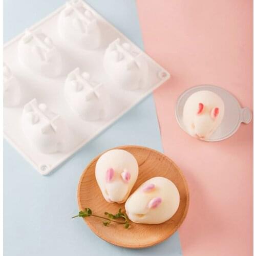 Cake Mold 6 Cavity Rabbits Soft Reusable Silicone DIY Tool for Cake Jelly Soap Silicone Mold DIY Cake Chocolate Decorating Tool