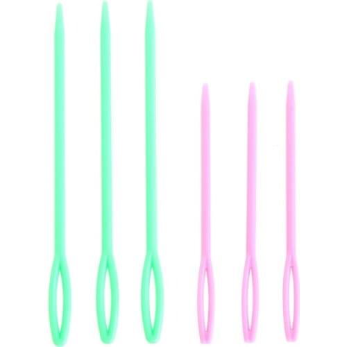 6pcs Plastic Sewing Needles Binca Crochet Knitting Cross Stitch Needles 7/9cm E56C