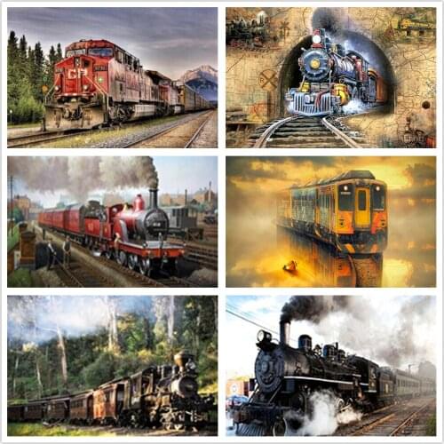 Full Square/Round Diamond Diamond Painting Train 5D Diamond Embroidery Landscape Rhinestone Mosaic Cross Stitch Artist HomeDecor