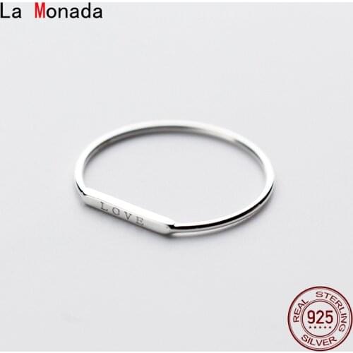 La Monada Finger Women Ring 925 Sterling Silver Love Letter Minimalist Rings For Women 925 Silver Fine In Jewerly Rings Woman
