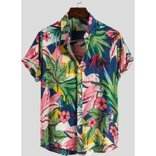 Summer Holiday Beach Printed Casual Short Sleeve Hawaiian Shirt Men Clothing Breathable Hawaii Shirts Blouses Chemise Homme
