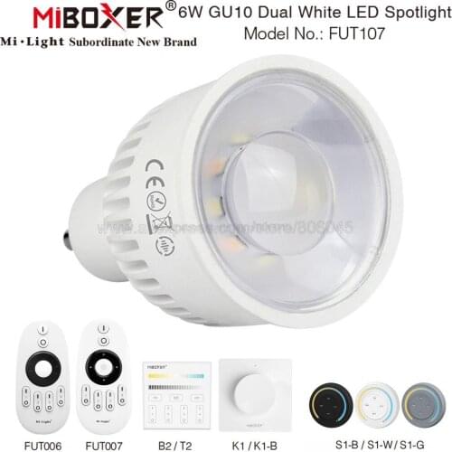 MiBoxer 2.4G GU10 6W CCT Dual White(Cool+Warm White) LED Bulb Lamp AC85-265V FUT107 Color Temperature Adjustable WiFi Compatible