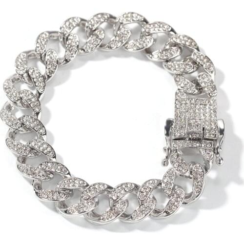 Iced Out Cuban Chain Bracelet for Men Big Gold Chain Hip Hop Rapper Bling Bling Jewellery Mens Couple Charm Bracelets Bangles