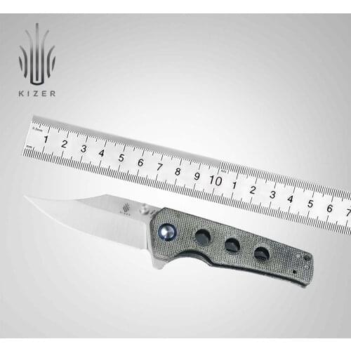 Kizer Hunting Knife V3551N3/N4 Junges 2021 New Arrivals G10/Micarta Handle with Three Holes Flipper Knife EDC Tools