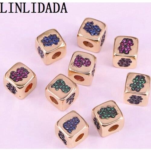 Wholesale 20Pcs CZ zircon Micro pave Connector square Spacer Beads for DIY Making Bracelet necklace Jewelry Finding