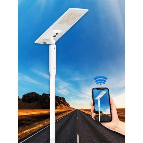 Latest version high efficacy 4G WIFI lifepo4 and control smart solar street light with CCTV camera for garden road